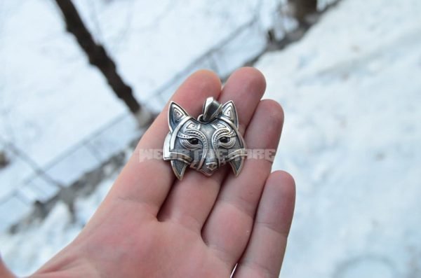 Silver Norse Fox Head Necklace Pendant Original Animal Jewelry - Image 2